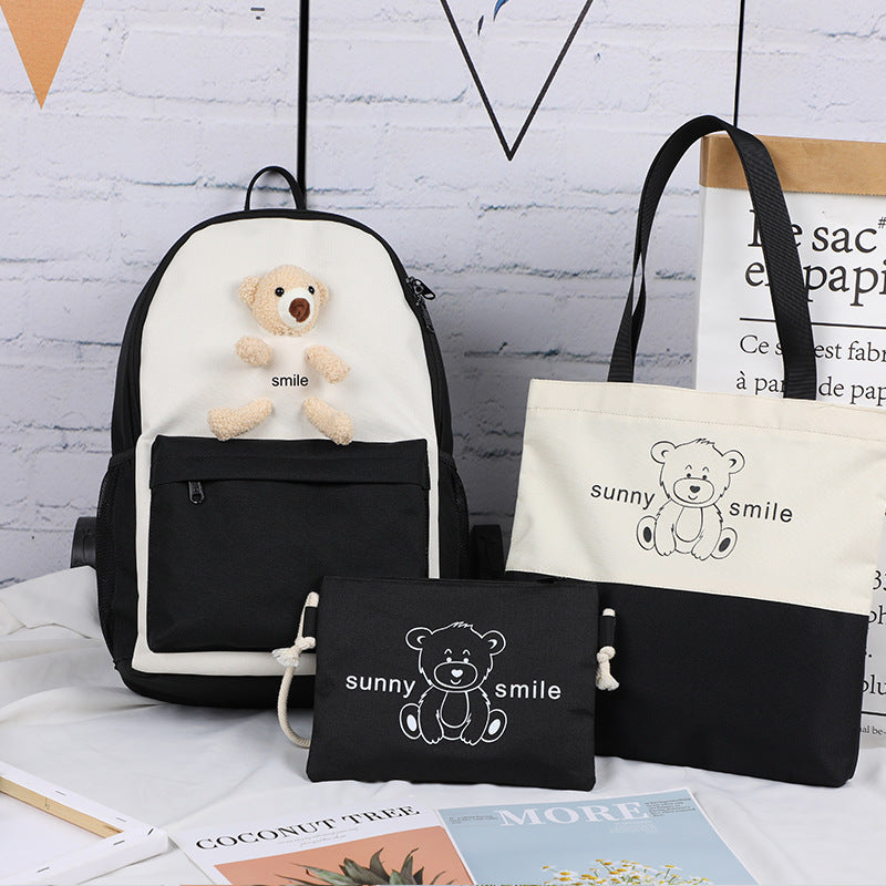 College Style Backpack Set for Girls – 3-Piece School Backpack, Lunch Bag & Pencil Case