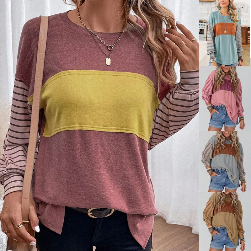 Women's Color Block Long Sleeve Pullover