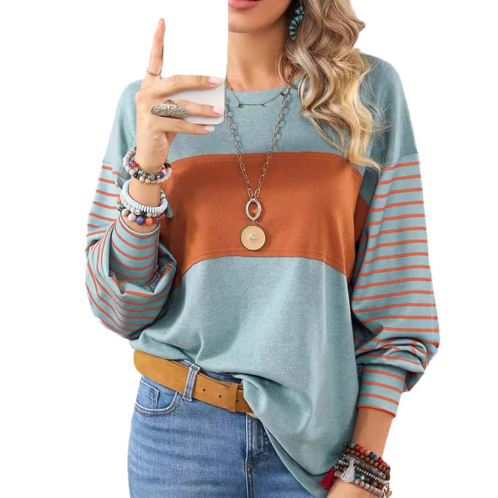 Women's Color Block Long Sleeve Pullover