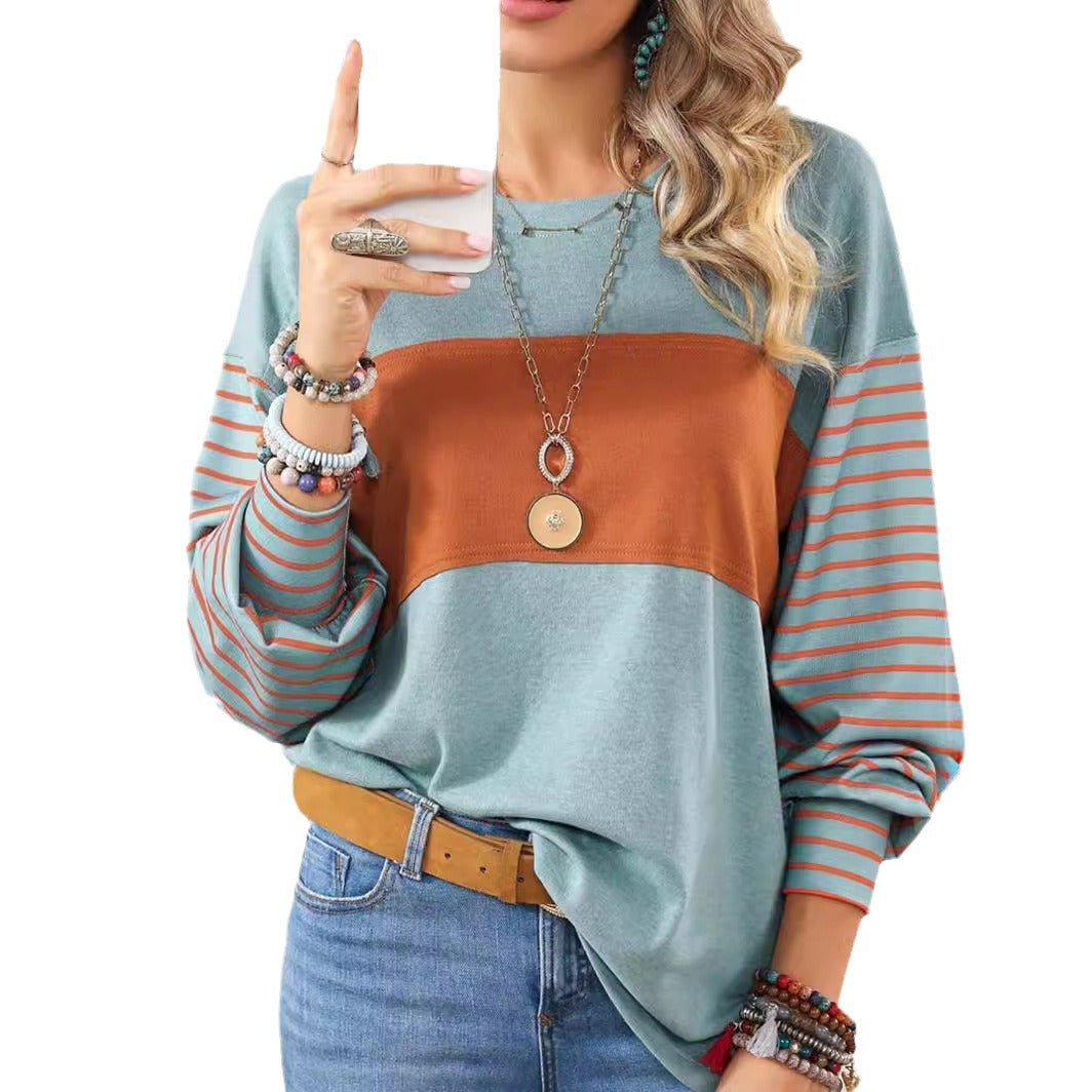 Women's Color Block Long Sleeve Pullover