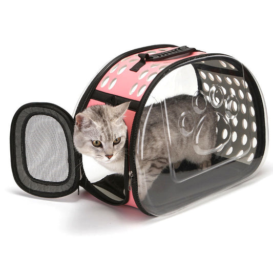 Transparent Foldable Pet Carrier Bag – Portable Travel Carrier for Cats & Small Dogs
