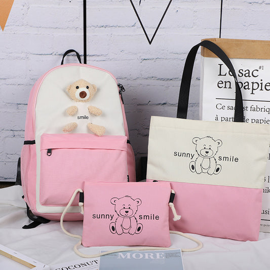College Style Backpack Set for Girls – 3-Piece School Backpack, Lunch Bag & Pencil Case