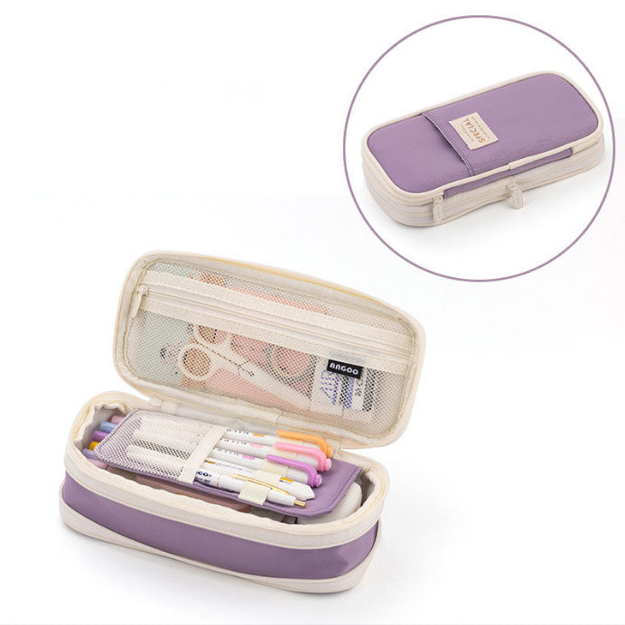 Large Capacity Retractable Canvas Pencil Case – School Pen & Pencil Organizer
