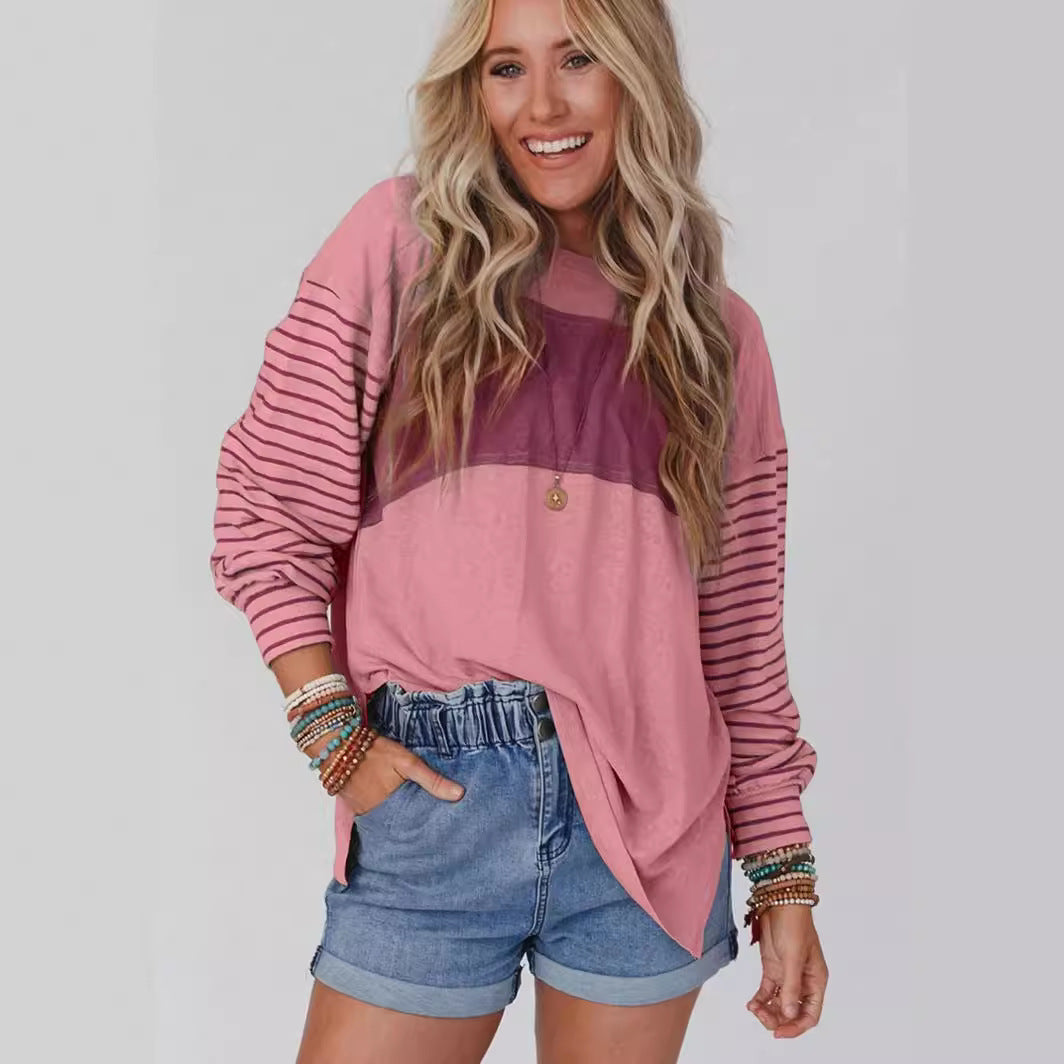 Women's Color Block Long Sleeve Pullover