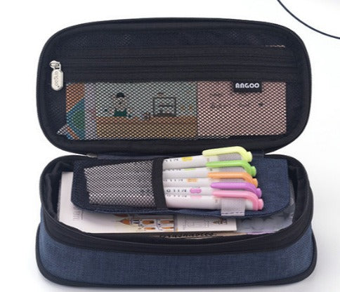 Large Capacity Retractable Canvas Pencil Case – School Pen & Pencil Organizer