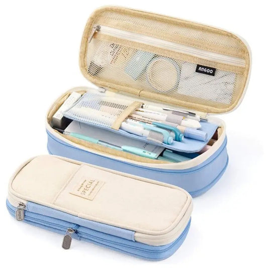 Large Capacity Retractable Canvas Pencil Case – School Pen & Pencil Organizer
