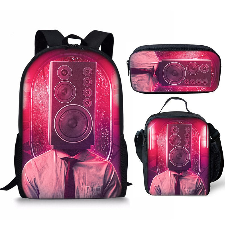 Skibidi Toilet 3-Piece Kids Backpack Set – School Backpack, Lunch Bag & Pencil Case For Primary Secondary School Teenage