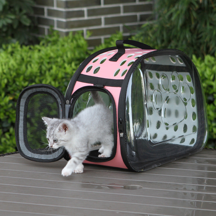 Transparent Foldable Pet Carrier Bag – Portable Travel Carrier for Cats & Small Dogs