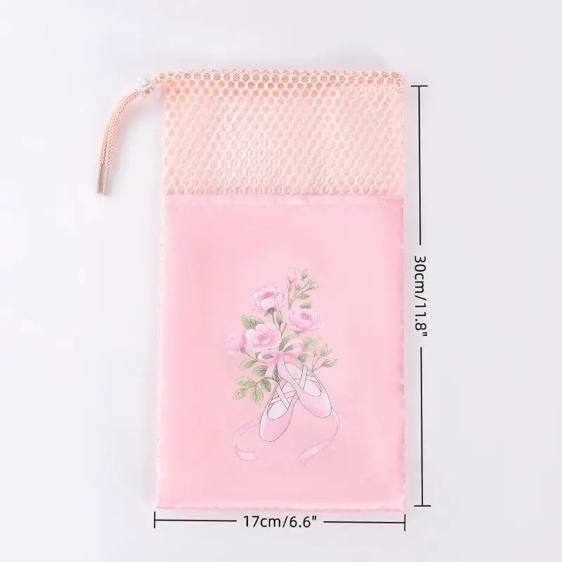 Portable Mesh Dance Bag Breathable Shoes Storage Pouch Girls Ballet Organizer Bags Shoe Pouches Bag Drawstring Dance Shoes Pouch